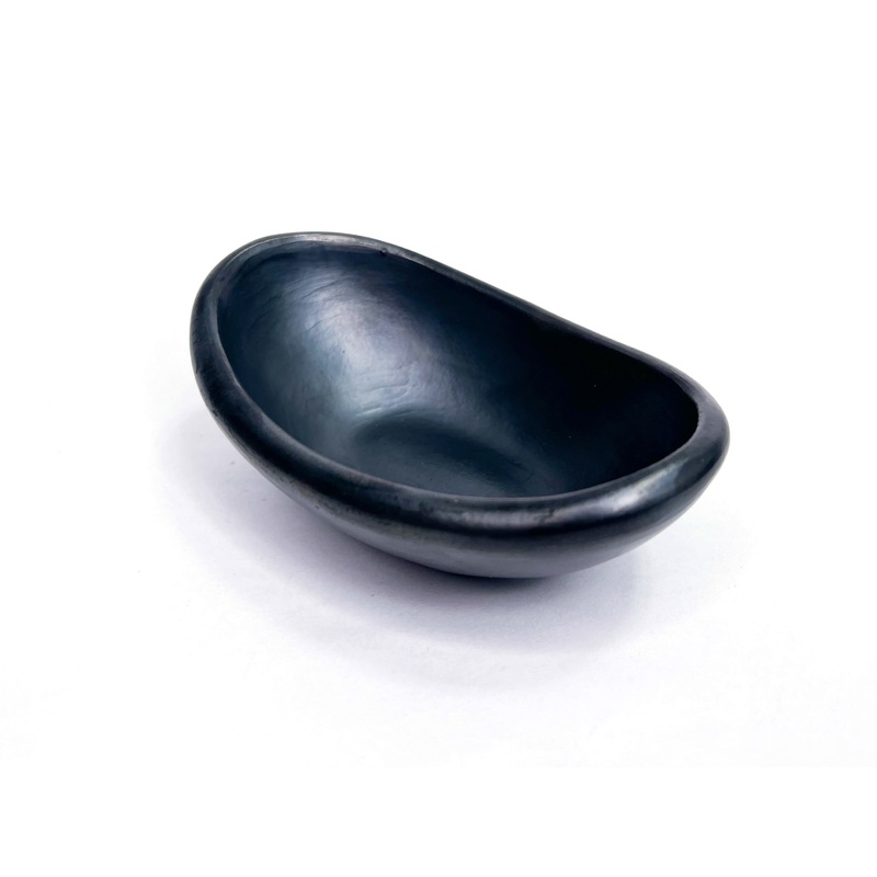Authentic Chamba Mini Oval Salsa Dish - Elegant, All-Natural Black Clay Bowl for Salsas, Condiments and More - Handmade in Colombia