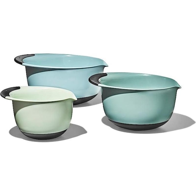 OXO 3-Piece Mixing Bowl Set: Blue, Grey & Jade