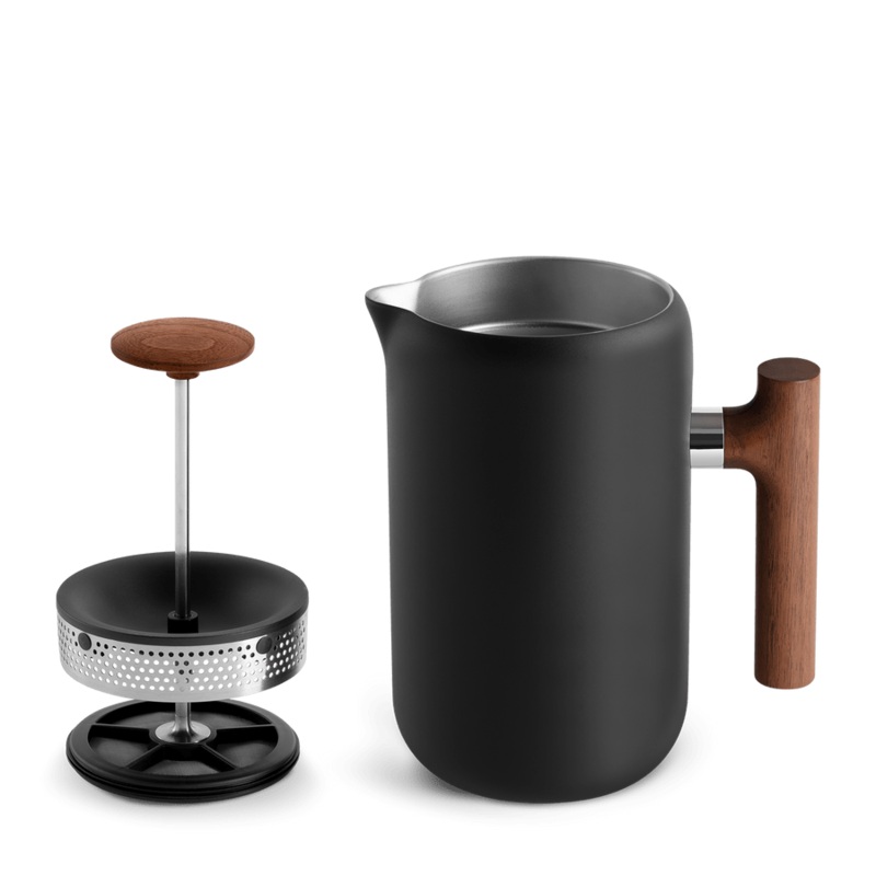 Fellow Clara French Press - Matte Black with Walnut handle