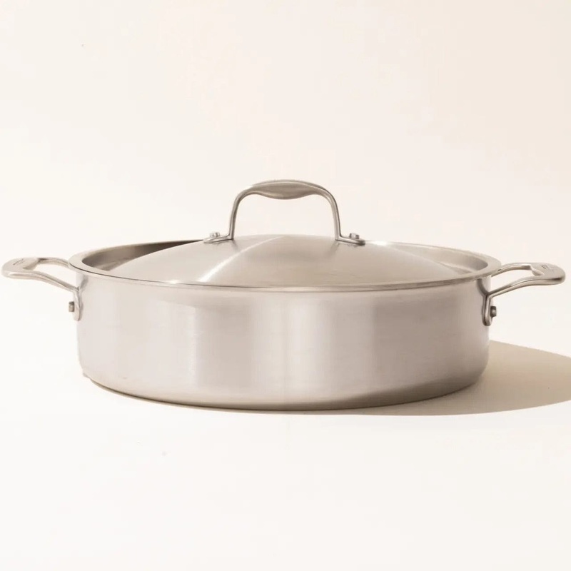 MADE IN 5-Ply Stainless Steel Rondeau with Lid - 6 Quart - Made in Italy