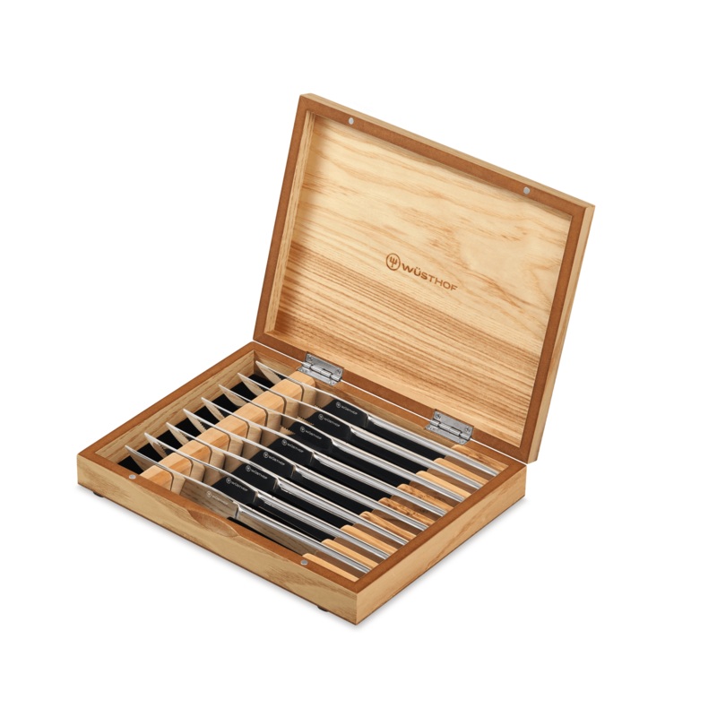 Wusthof 8-Piece SS Steak Knife Set with Olivewood Box