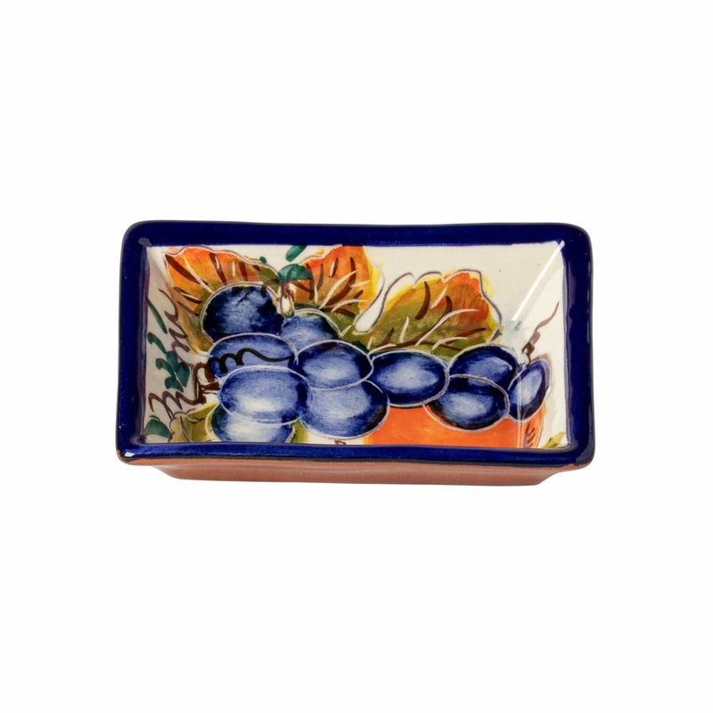 Casafina - Alentejo Terracotta - Handmade Grapes Design Rectangular Dipping Bowl