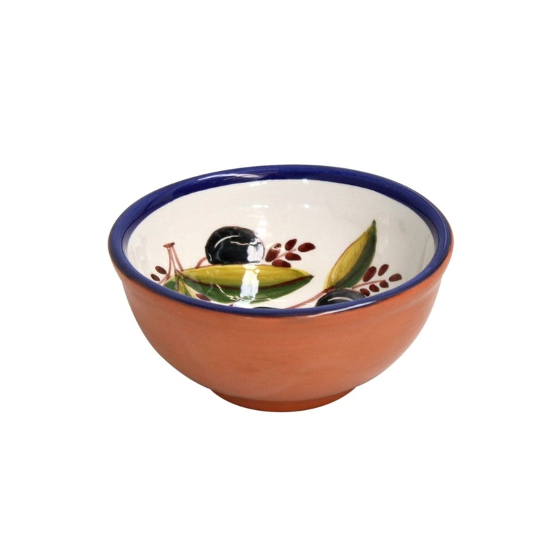 Casafina - Alentejo Terracotta - Handmade Olives Design Round Dip Bowl