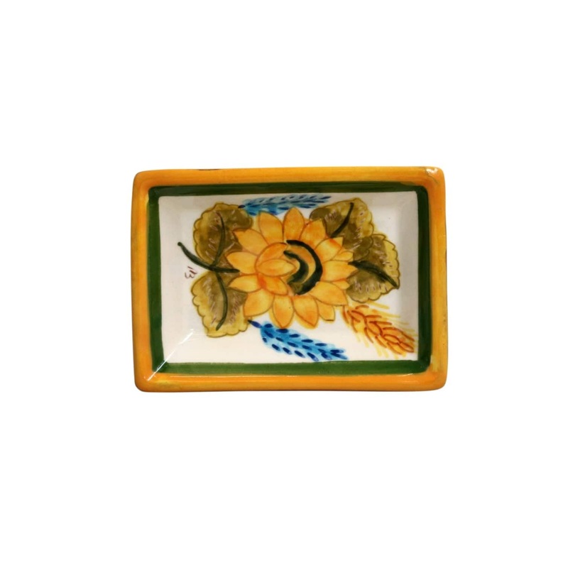 Casafina - Alentejo Terracotta - Handmade Sunflower Design Rectangular Dipping Bowl