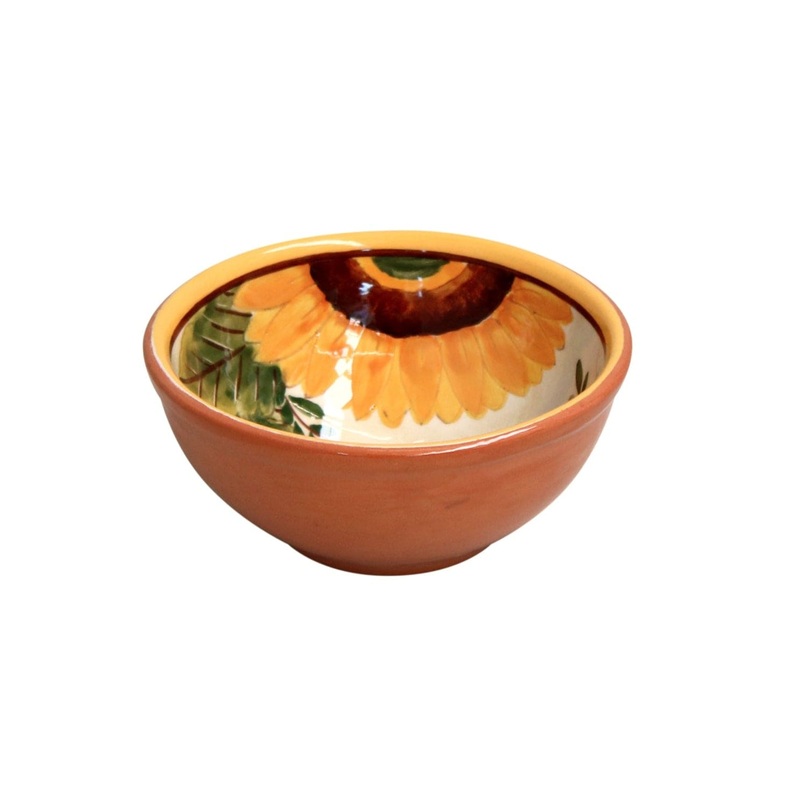 Casafina - Alentejo Terracotta - Handmade Sunflower Design Round Dip Bowl