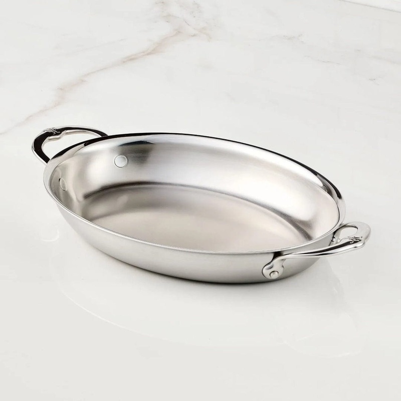 Hestan Provisions Stainless Steel Medium Clad Oval Au Gratin - 12.5" x 9"