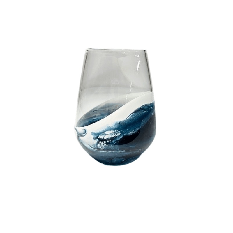 Lynn & Liana 15 oz. Entertaining Glasses - Navy White Metallic - Set of Two