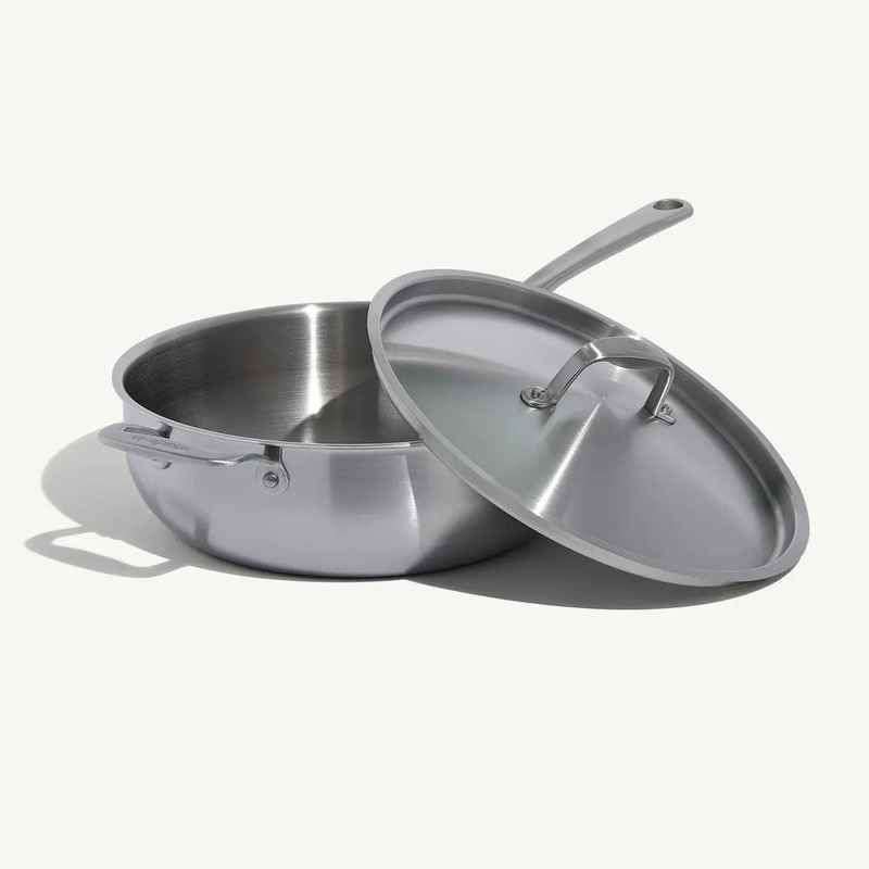MADE IN 5-Ply Stainless Steel Saucier with Lid - 5 Quart - Made in Italy