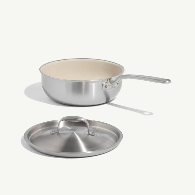MADE IN CeramiClad Saucier - 3 Quart - Non-Stick Ceramic Coating, no PFAS, No PFOA - Made in Italy