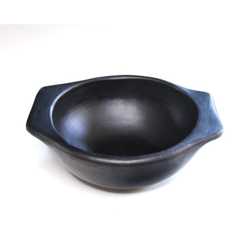Authentic Chamba Ajiaco Bowl w/ Flat Bottom - Elegant, All-Natural Black Clay Dish for Soup, Salad or Serving - Handmade in Colombia