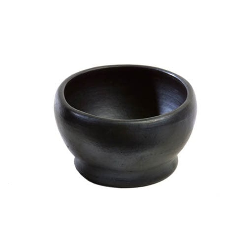 Authentic Chamba Bowl with Base - Elegant, All-Natural Black Clay Dish for Soups, Salads and Serving - Handmade in Colombia