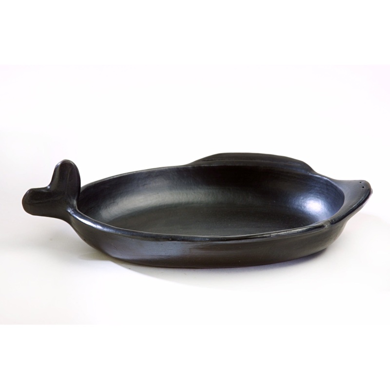 Authentic Chamba Fish Baker - Stunning, All-Natural Black Clay Platter for Baking and Serving Fish  - Stovetop & Oven Safe  Handmade in Colombia