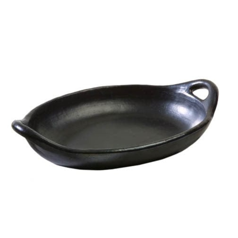 Authentic Chamba Oval Baker- Elegant & Versatile All-Natural Black Clay Platter for Baking, Roasting and Serving  - Stovetop & Oven Safe  Handmade in Colombia