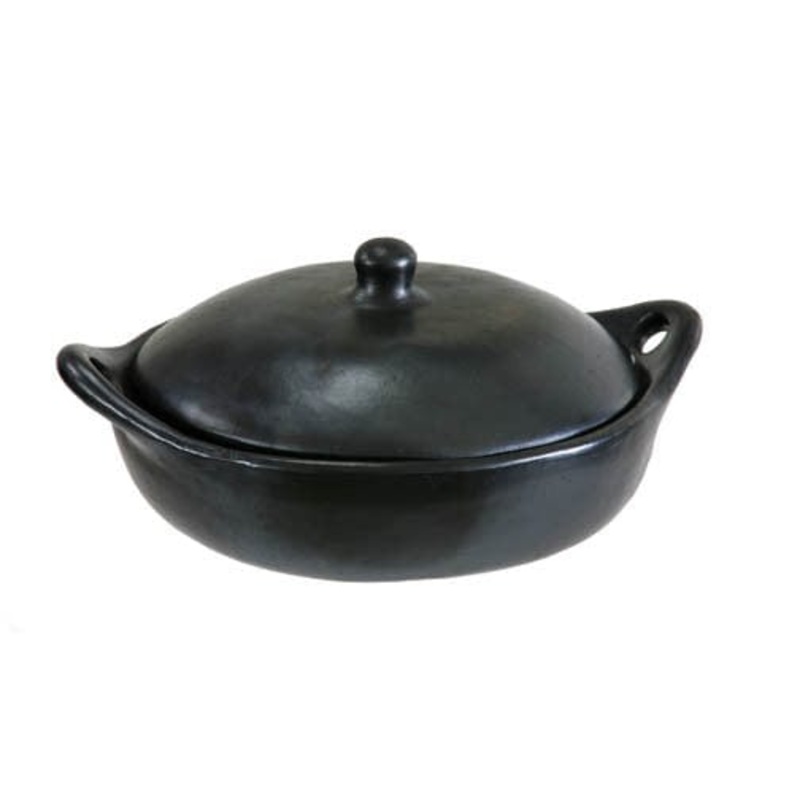 Authentic Chamba Paella Pan - Elegant, All-Natural Black Clay Casserole for Braising, Baking and Serving Paella, Stews and More- Stovetop & Oven Safe  Handmade in Colombia