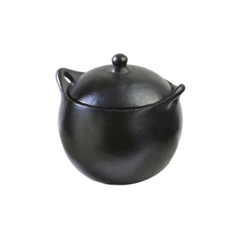 Authentic Chamba Soup & Bean Pot - Elegant, All-Natural Black Clay Pot with Cover for Slow, Even Cooking - Stovetop & Oven Safe - Handmade in Colombia