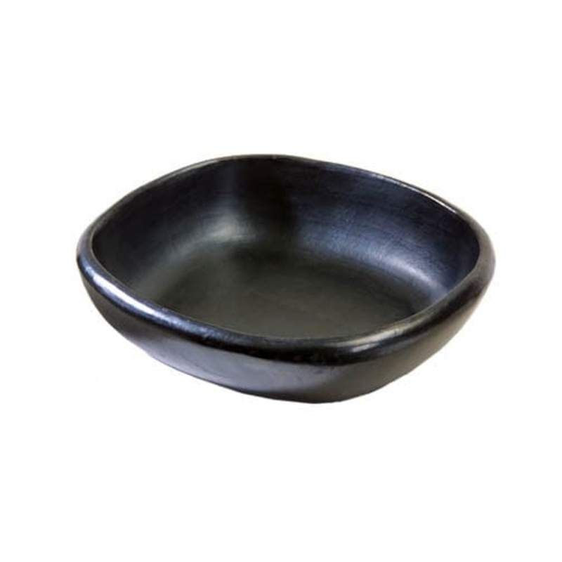 Authentic Chamba Square Dish - Elegant, All-Natural Black Clay Plate for Deserts, Sides, Appetizers and More - Handmade in Colombia