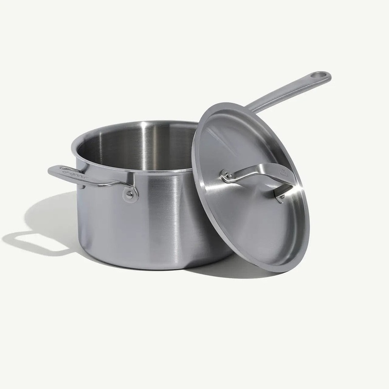 MADE IN Stainless Steel Saucepan with Lid - 4 Quart - Made in Italy