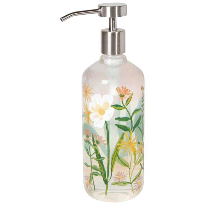 Now Designs - Bees & Blooms Glass Soap Pump - 16 oz.