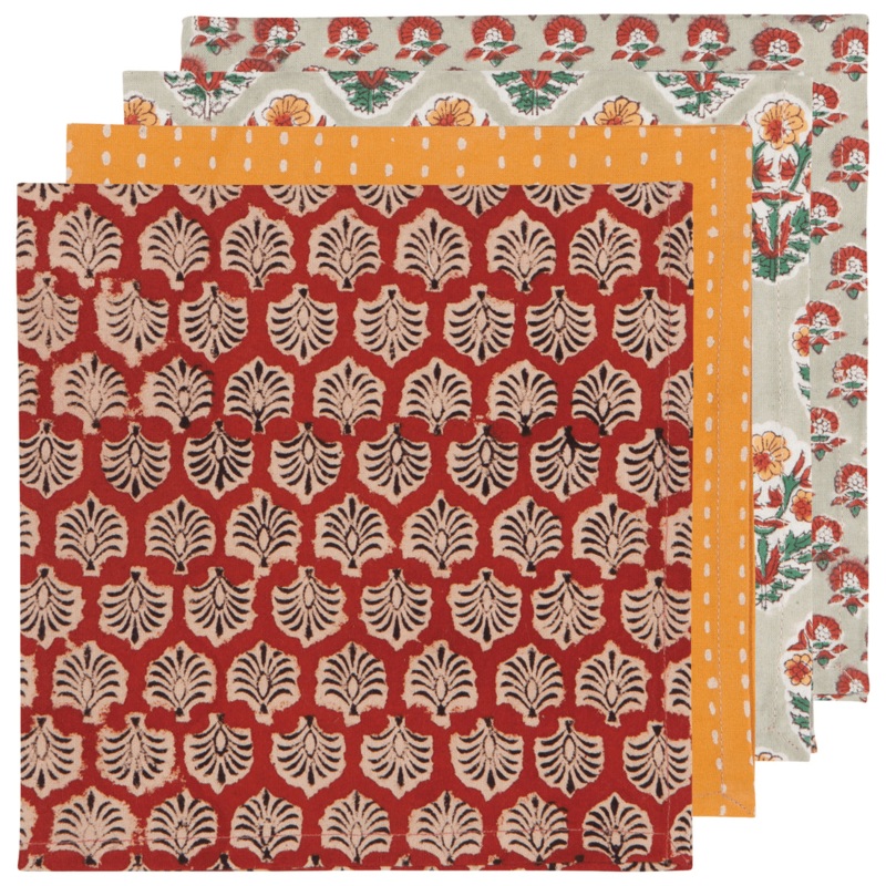 Now Designs - Field Block Print Cloth Napkins - Set of 4
