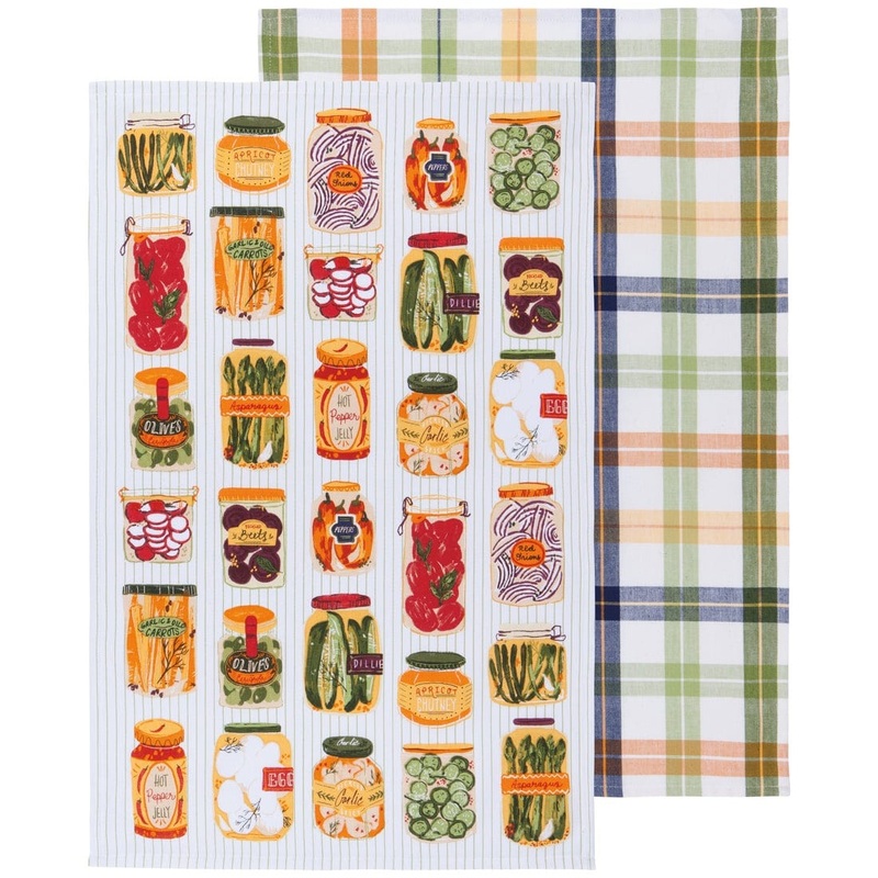 Now Designs - Pickling Printed Cotton Dishtowels - Set of 2