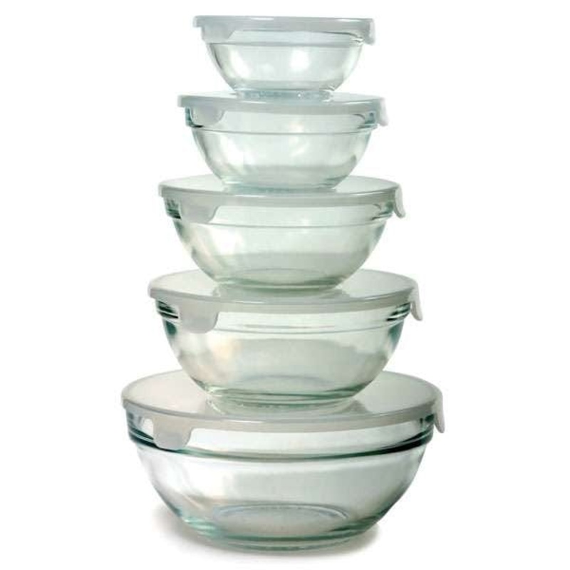 Norpro 10 Piece Glass Bowl Set with Lids