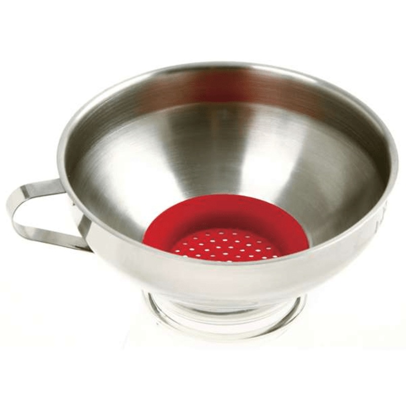 Norpro Stainless Steel Wide-Mouth Funnel with Silicone Strainer