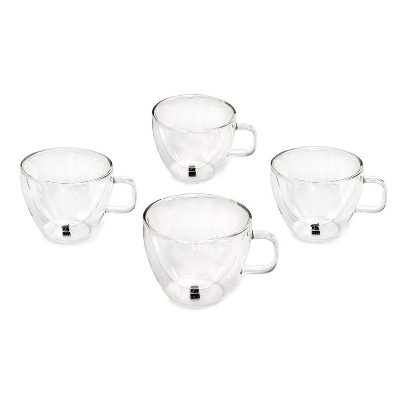 Sara Cucina 4-Piece 150ml Double Wall Glass Cappuccino / Tea Cup Set SA2594
