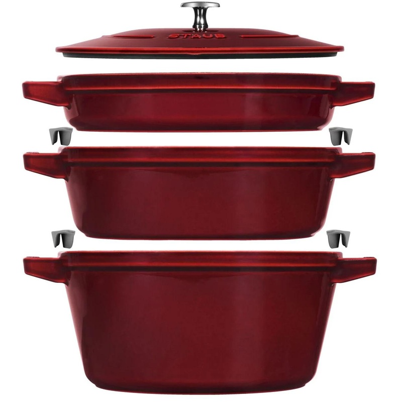 Staub 4-Piece Cast Iron Large Stackable Cocotte Set 1010-768