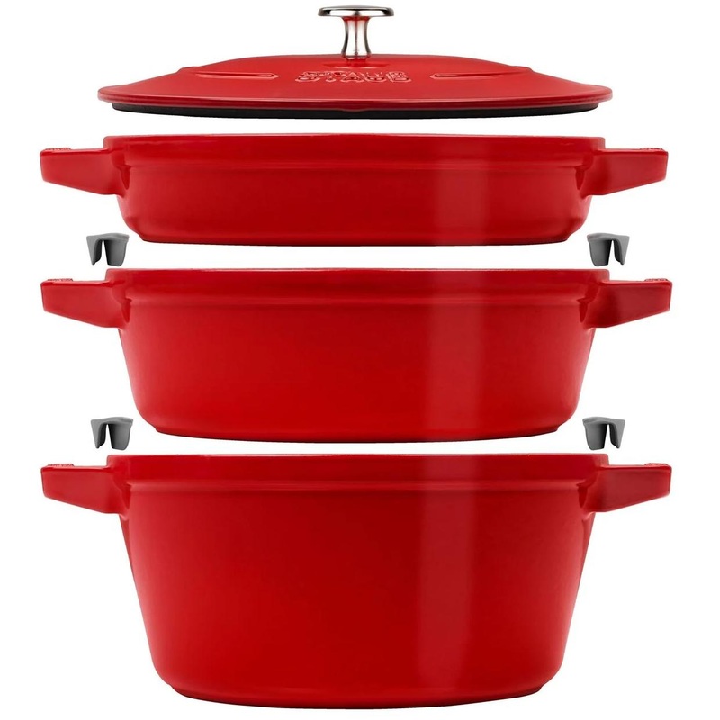 Staub 4-Piece Cast Iron Medium Stackable Cocotte Set 1010-887