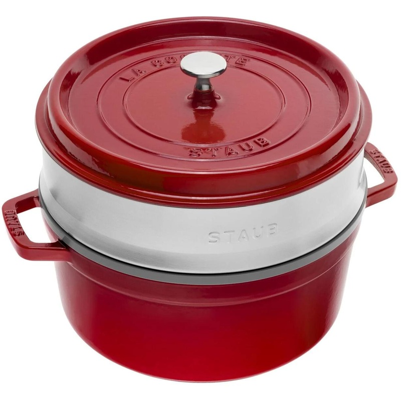 Staub 5.25L Cast Iron Round Cocotte with Steamer 1004352