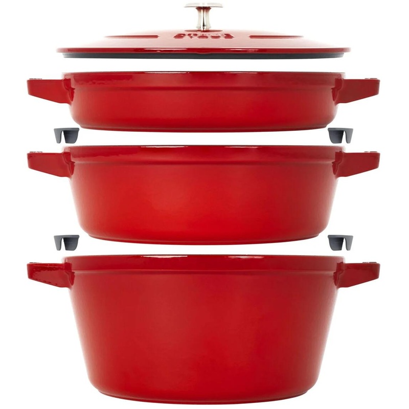 Staub 4-Piece Cast Iron Large Stackable Cocotte Set 1021-321