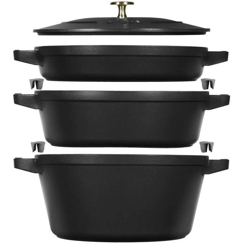 Staub 4-Piece Cast Iron Medium Stackable Cocotte Set 1010-886