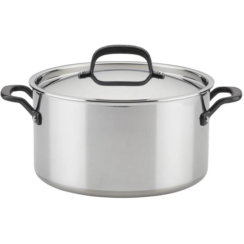 KitchenAid 5-Ply Clad Stainless Steel Stockpot with Lid, 8-Quart 30002-TF05