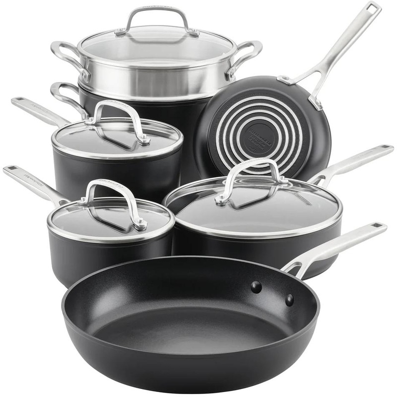 KitchenAid Hard-Anodized Induction Nonstick Cookware Set, 11-Piece 80120-TF05
