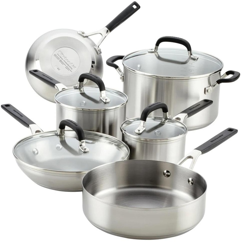 KitchenAid Stainless Steel Cookware Set, 10-Piece 71017-TF05