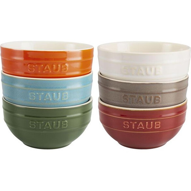 Staub 6-Piece Ceramic Large Rainbow Multi-Color Bowl Set 1014731