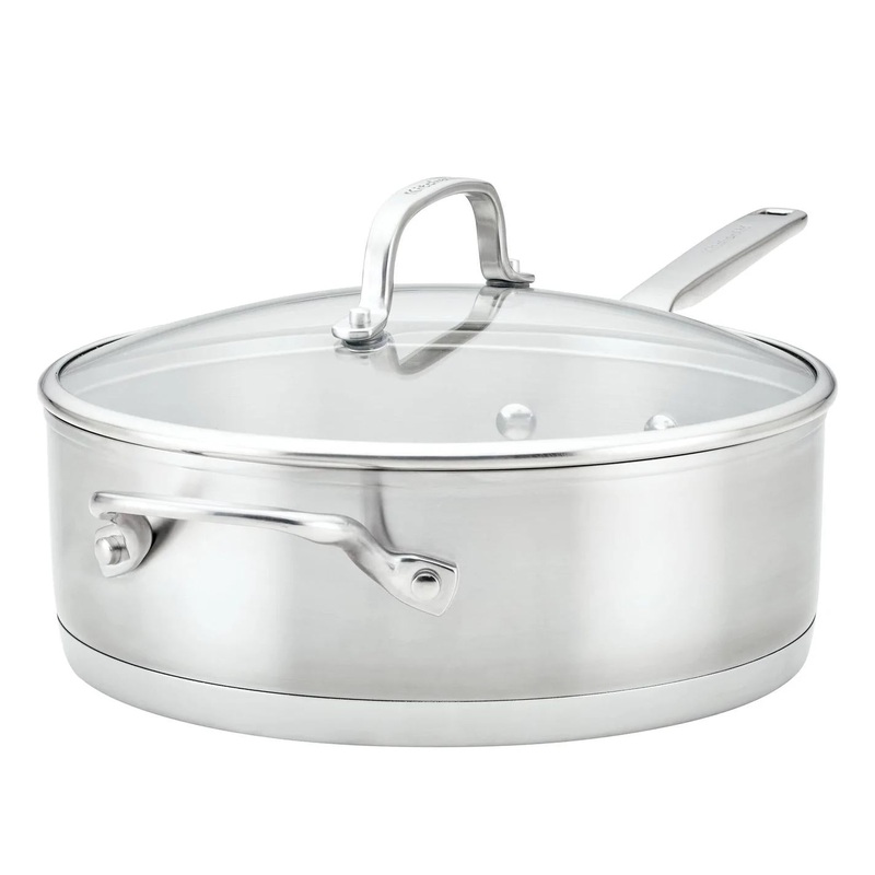 KitchenAid 4.5qt 3-Ply Base Stainless Steel Deep Saut Pan with Helper Handle and Lid 71027