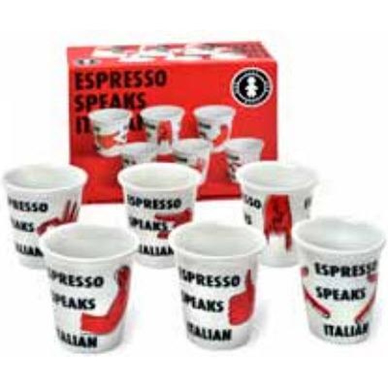 Sara Cucina 6-Piece 3oz Italian Speaks Espresso Cup Set R10538