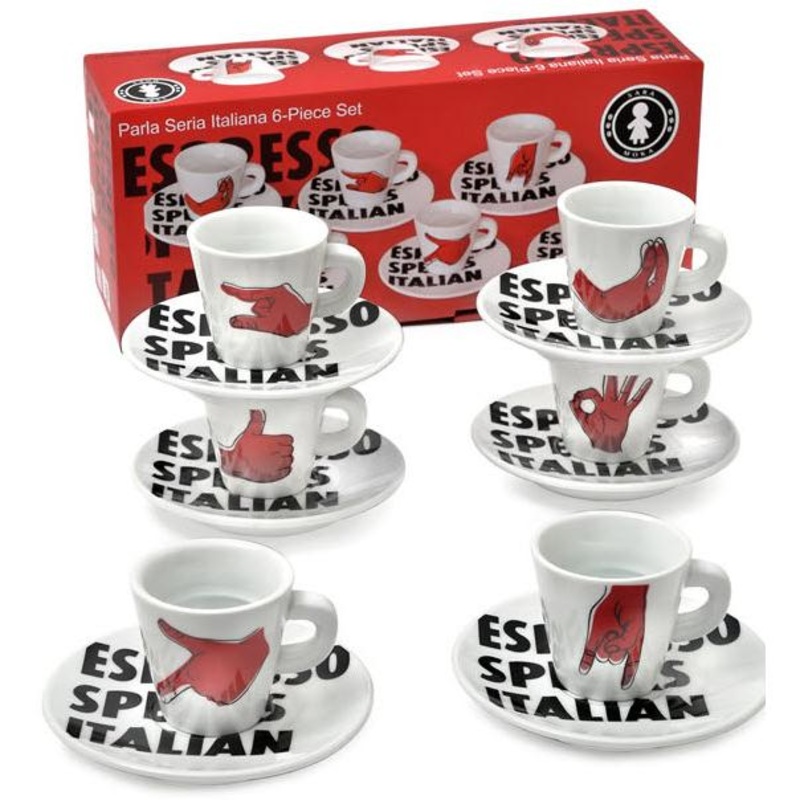 Sara Cucina 6-Piece 3oz Italian Speaks Espresso Set Z11149