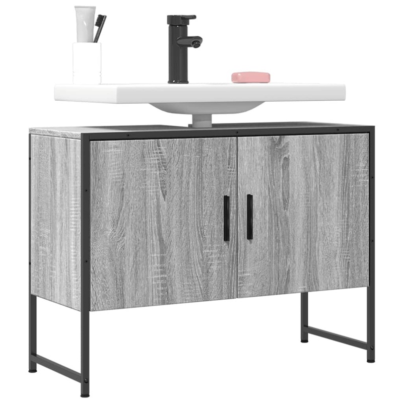 Armoire lavabo de salle de bain sonoma gris bois d'ingnierie
