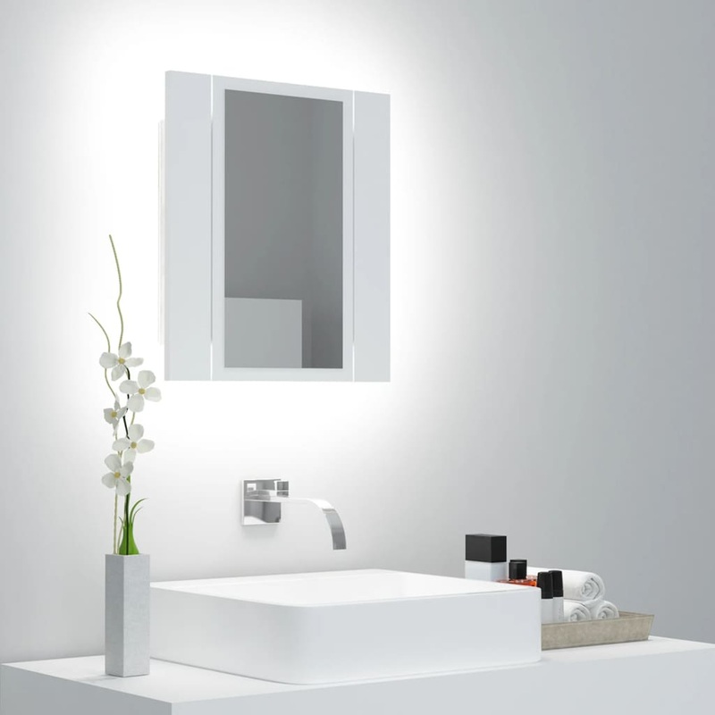 Armoire salle de bain  miroir LED Blanc 40x12x45 cm Acrylique