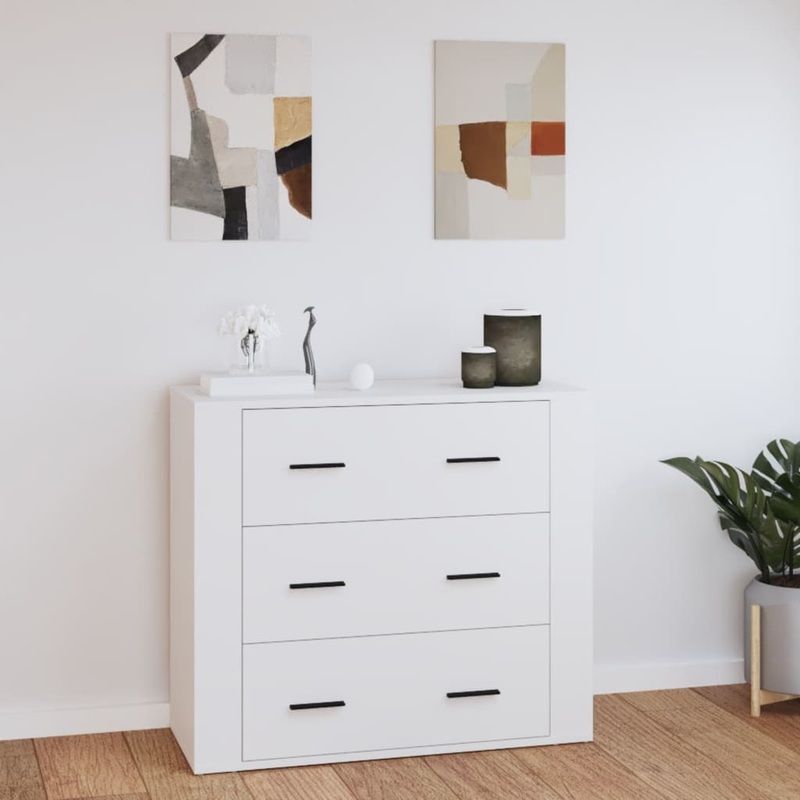Buffet Blanc 80x33x70 cm Bois d'ingnierie
