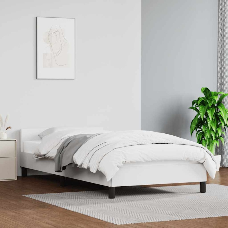 Cadre de lit avec tte de lit sans matelas blanc 90x200 cm