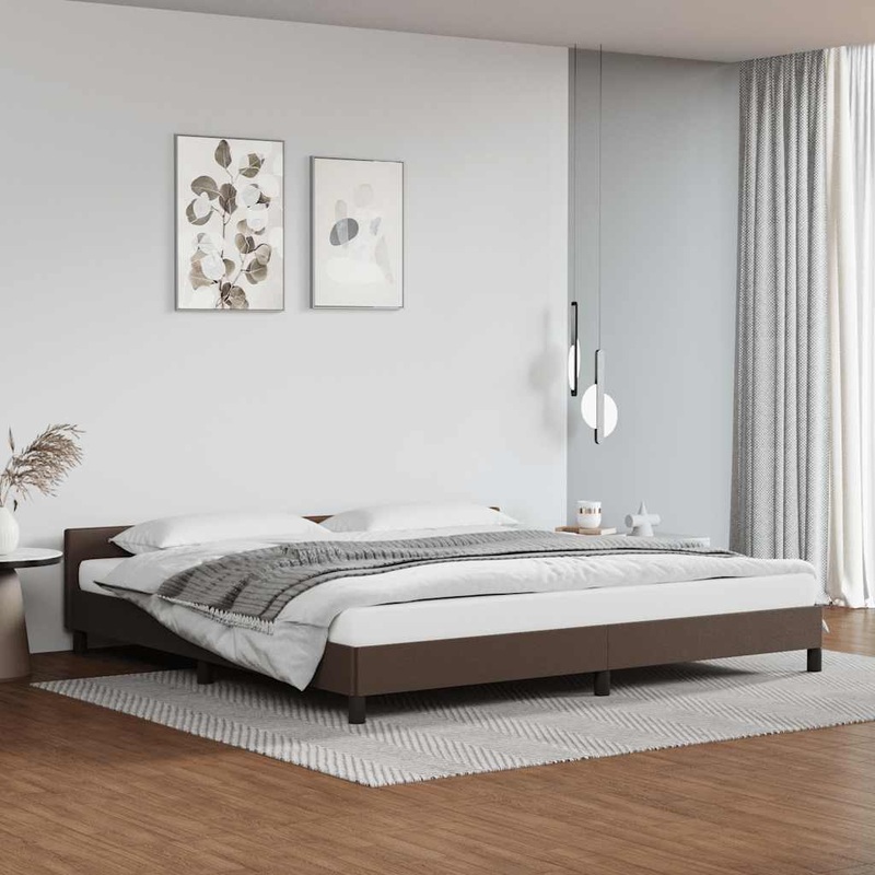 Cadre de lit avec tte de lit sans matelas marron 200x200 cm