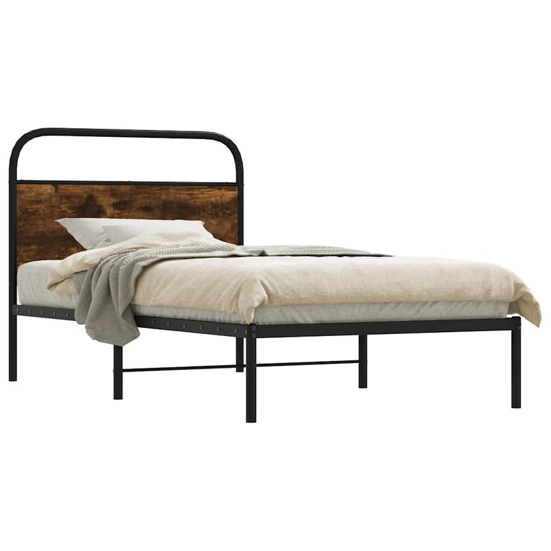 Cadre de lit sans matelas 107x203 cm chne fum bois ingnierie