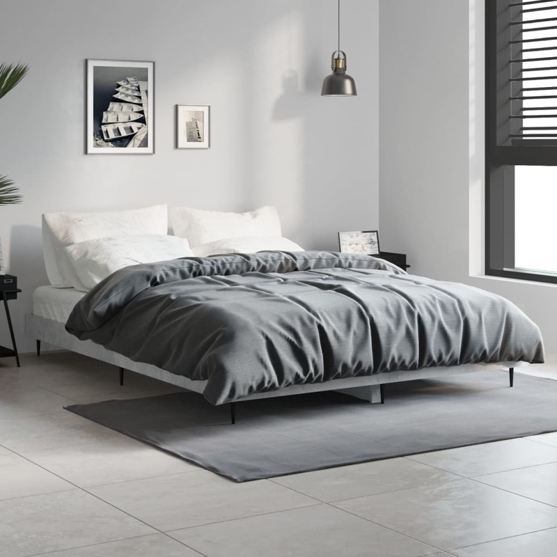 Cadre de lit sans matelas gris bton 140x190 cm