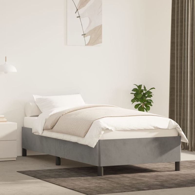 Cadre de lit sans matelas gris clair 100x200 cm velours