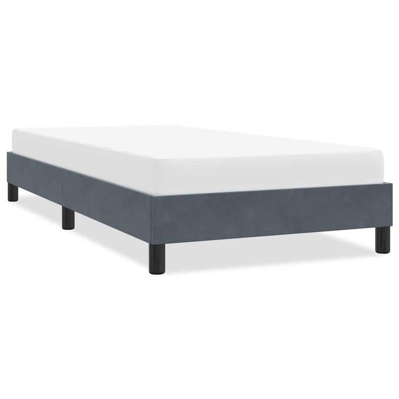 Cadre de lit sans matelas gris fonc 90x210 cm velours