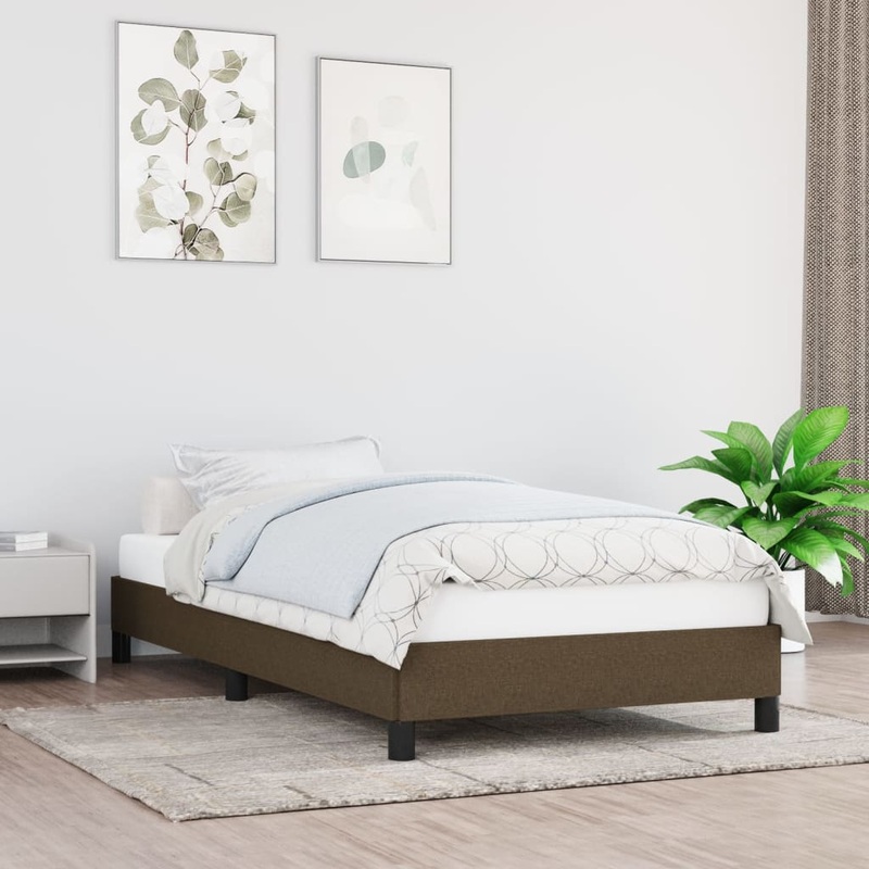 Cadre de lit sans matelas marron fonc 80x200 cm tissu
