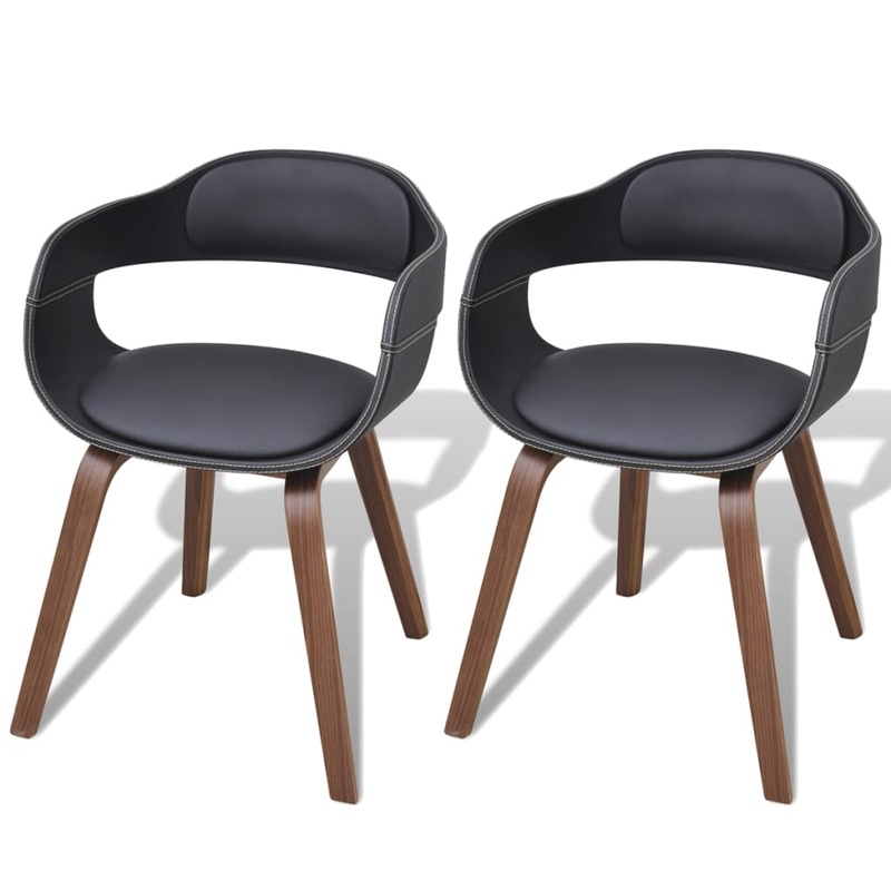 Chaises  manger lot de 2 noir bois courb et similicuir